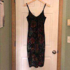 Floral velvet slip dress